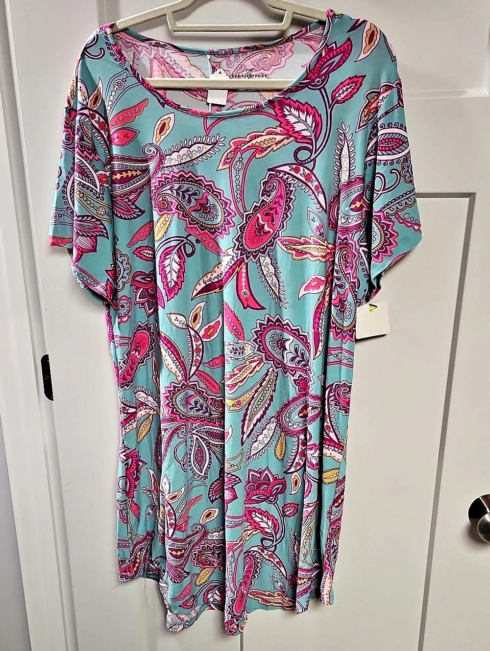 Bobbie Brooks Paisley Maxi Dress Blue & Pink Size 2X